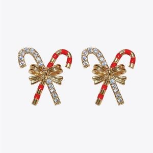 Christmas Candy Cane Cubic Zirconia Earrings